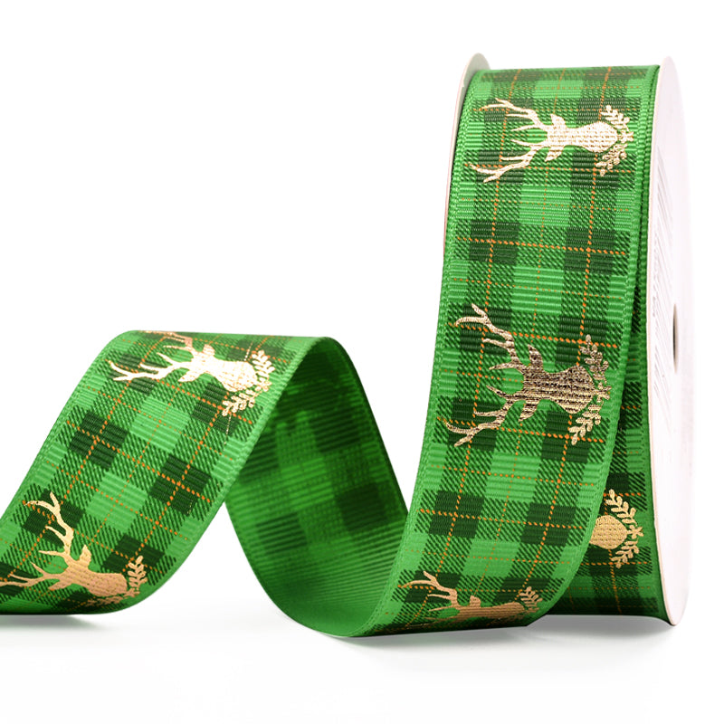 Yama 9MM/25MM Width Christmas Foil Gold Printed Ribbon 46600