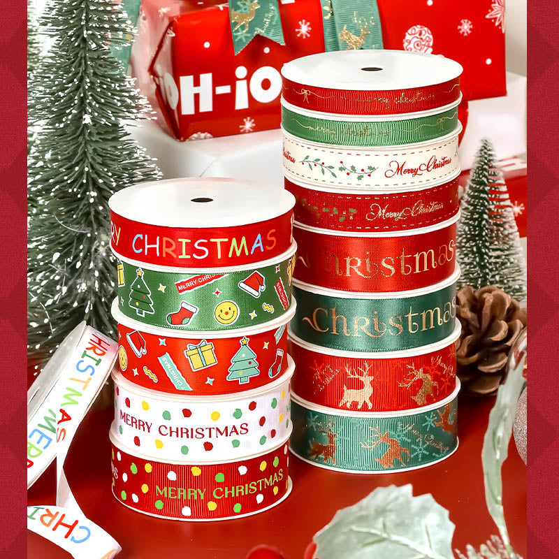 Yama 9MM/25MM Width Christmas Foil Gold Printed Ribbon 46600