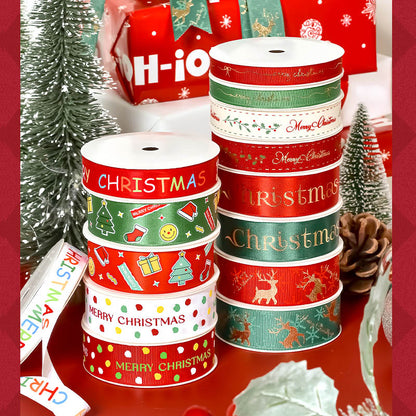 Yama 9MM/25MM Width Christmas Foil Gold Printed Ribbon 46600