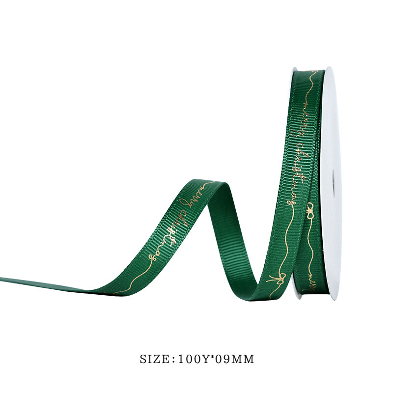 Yama 9MM/25MM Width Christmas Foil Gold Printed Ribbon 46600
