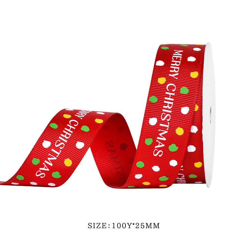 Yama 9MM/25MM Width Christmas Foil Gold Printed Ribbon 46600