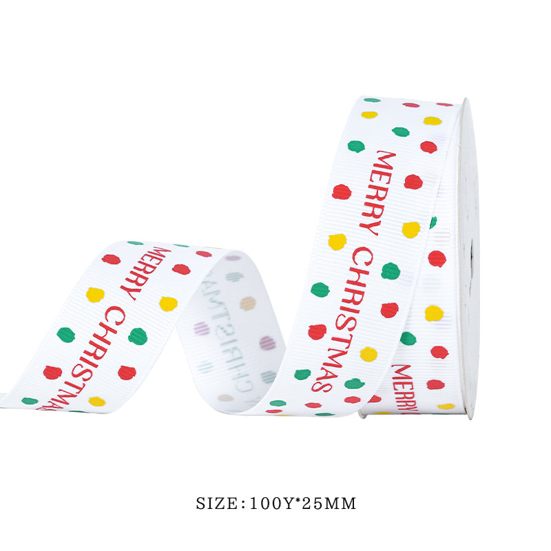 Yama 9MM/25MM Width Christmas Foil Gold Printed Ribbon 46600